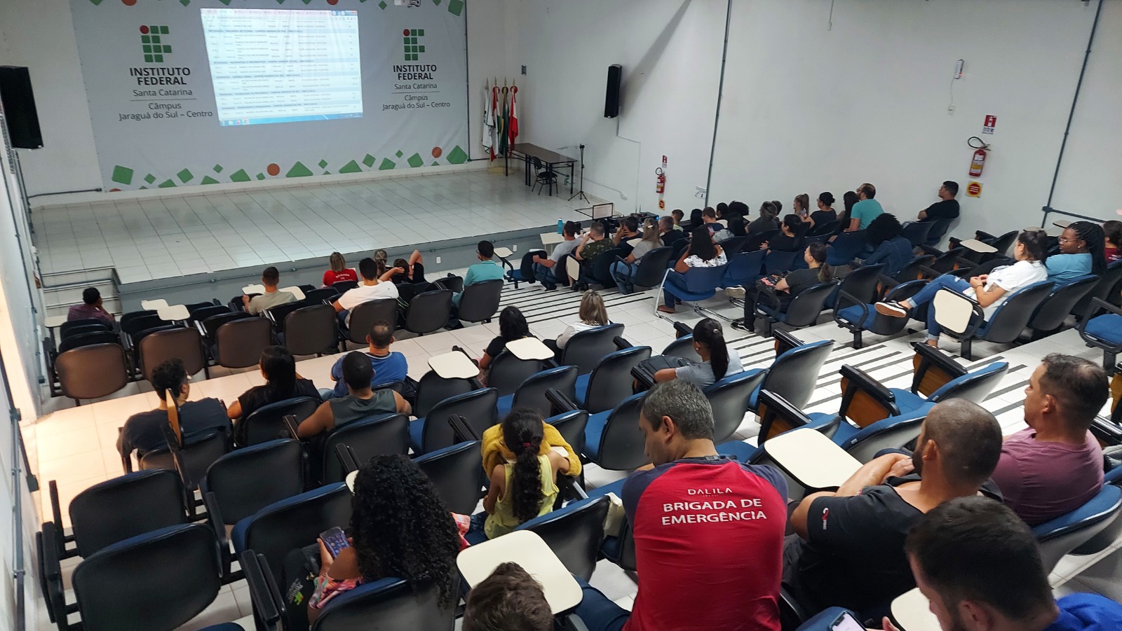 IFSC do Centro: estudantes do curso técnico Têxtil recebendo orientações do semestre.