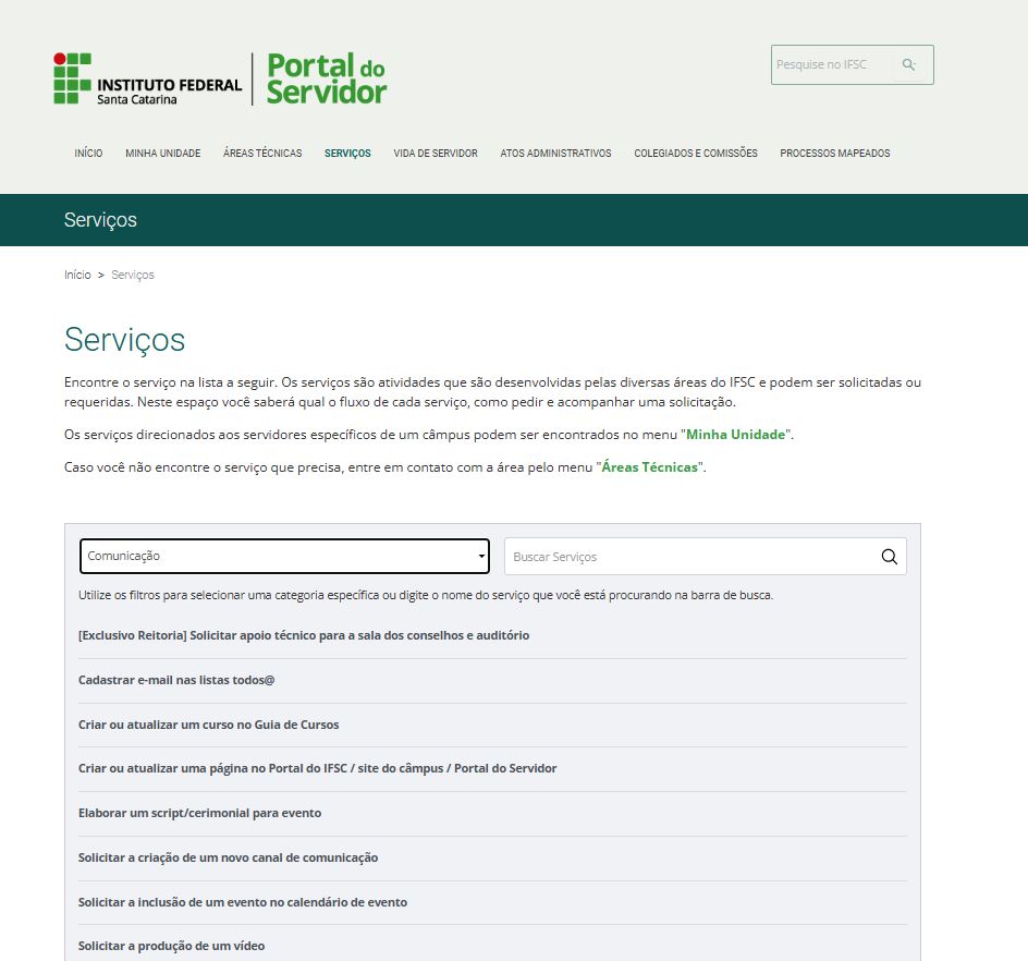 Uma das novidades é a ferramenta de busca por atividades/ orientações que são desenvolvidas pelas diversas áreas técnicas