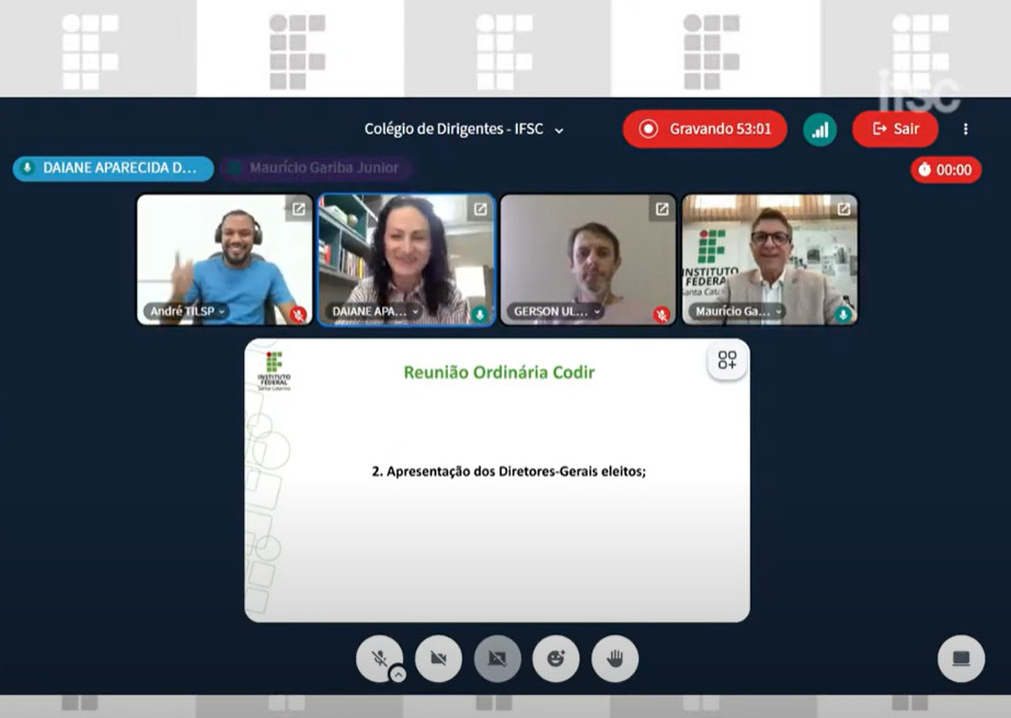Diretores eleitos participam de reunião online do Codir.