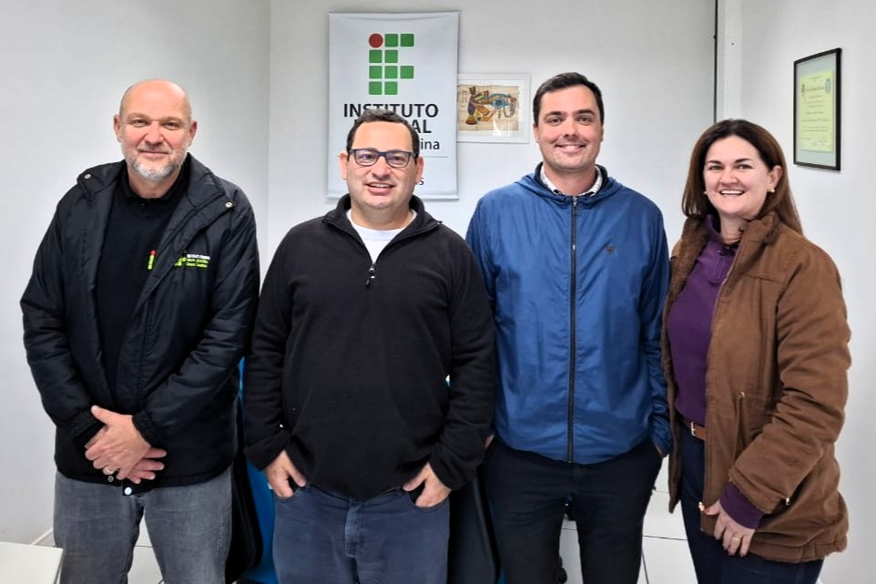 Última composição da equipe de gestão 2020-2025: Reneu (assessor da Direção), Joel (Direção-Geral), Francis (DAM) e Cleoci (Depe)