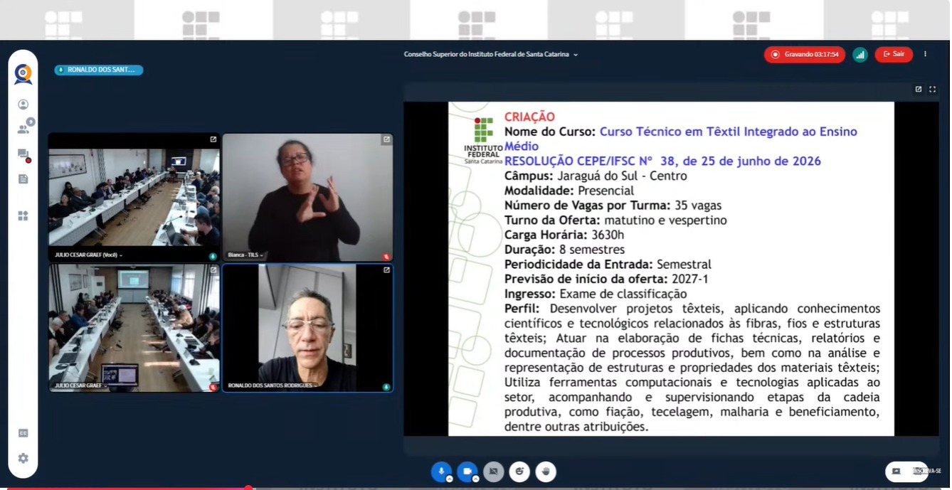Aprovação do novo curso ocorreu na reunião do Conselho Superior do IFSC.