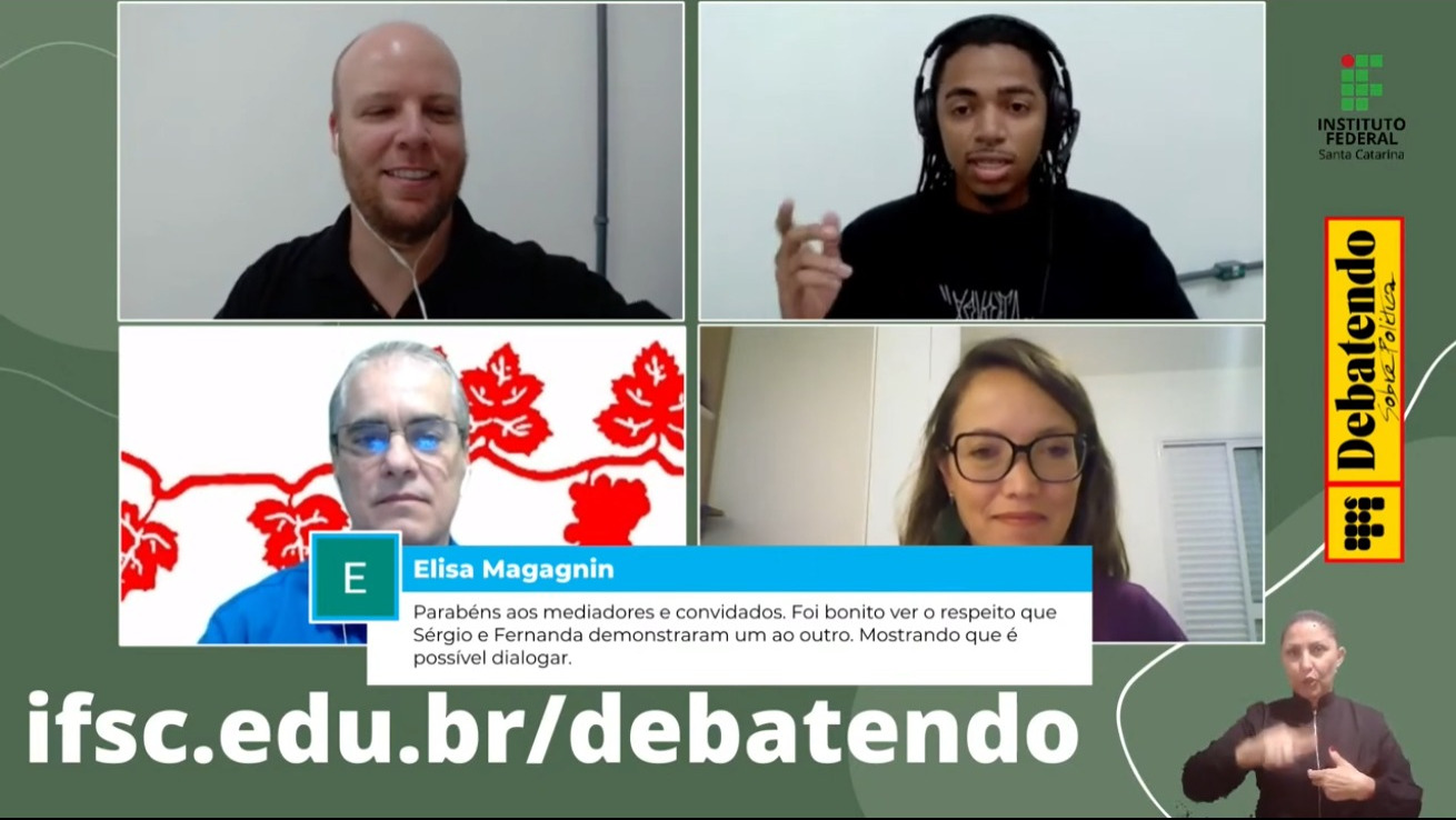 Captura de tela de live realizada em edição anterior do projeto Debatendo Sobre Política.